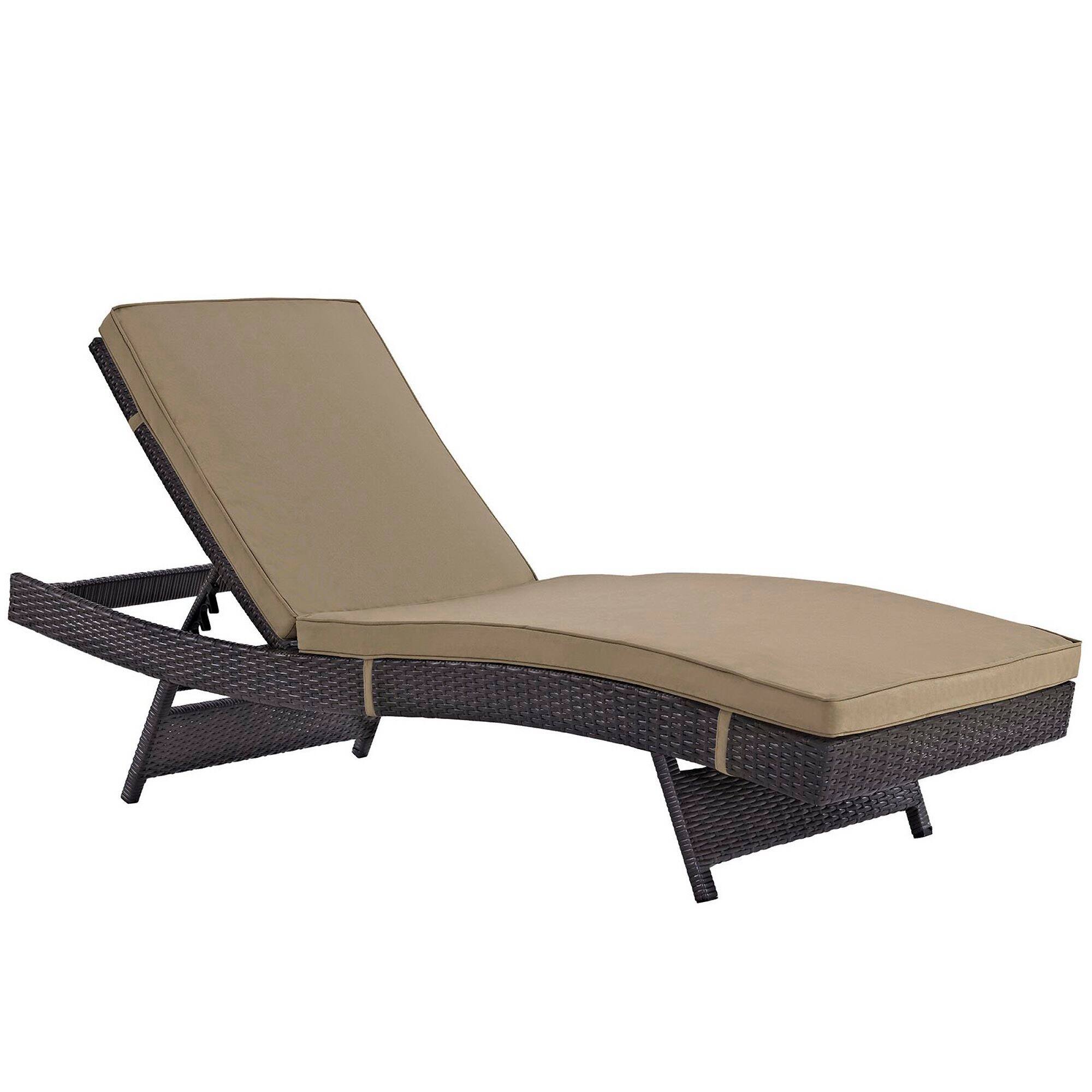 Angle. Modway - Convene Outdoor Patio Chaise Set of 4 - Reclining Synthetic Rattan Chaise - Espresso Mocha.
