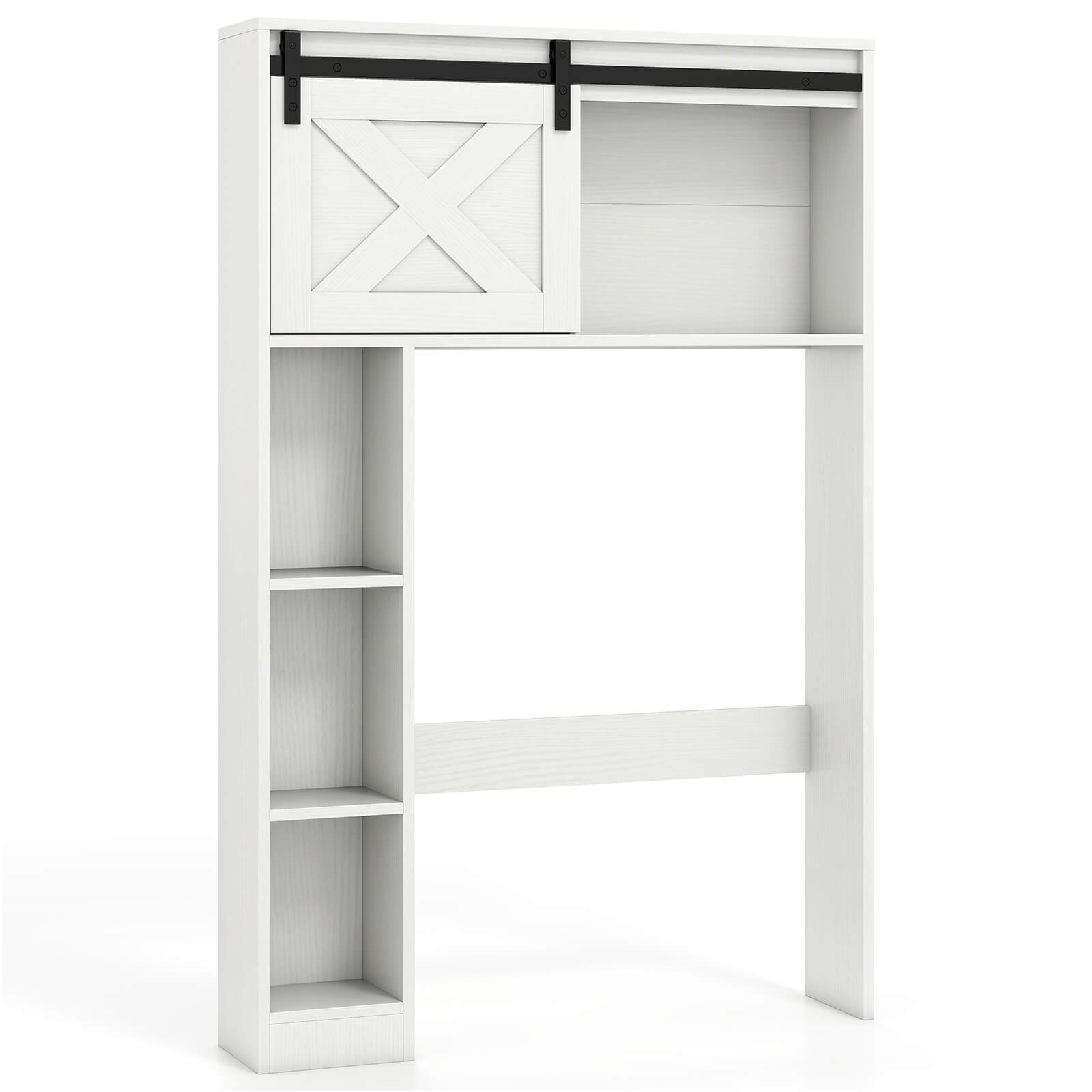 Alt View 9. Costway - Costway Over the Toilet Bathroom Storage Cabinet with Sliding Barn Door & Shelves White - White.