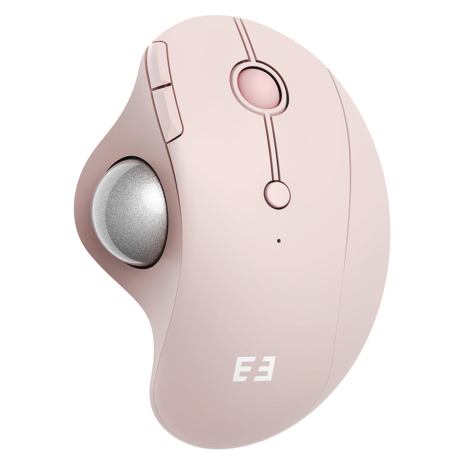 Front. Cedar Assembly - Wireless Trackball Mouse Rollerball Rechargeable Multi Devices Connection Thumb Control Mice Compatible... - Rose Pink.