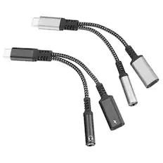Front. Unique Bargains - 2pcs USB C to 3.5mm & PD 60W Charger 2-in-1 Adapter, 130mm Short Cable for Phone - Black Grey.