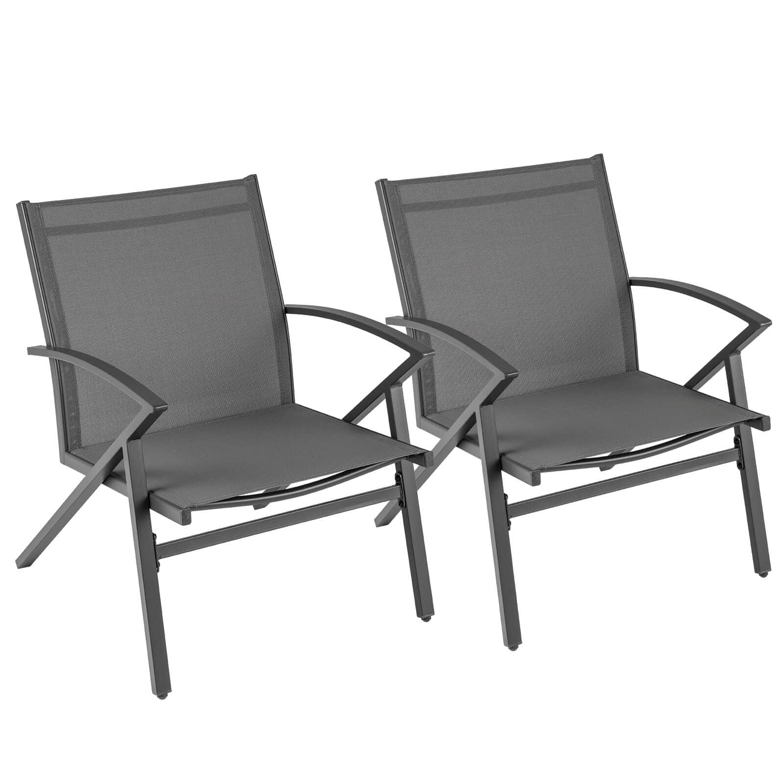 Costway - Patio Chairs Set of 2 with Heavy Duty Metal Frame Curved Backrests and Armrests - Gray price history on PriceWatchPro