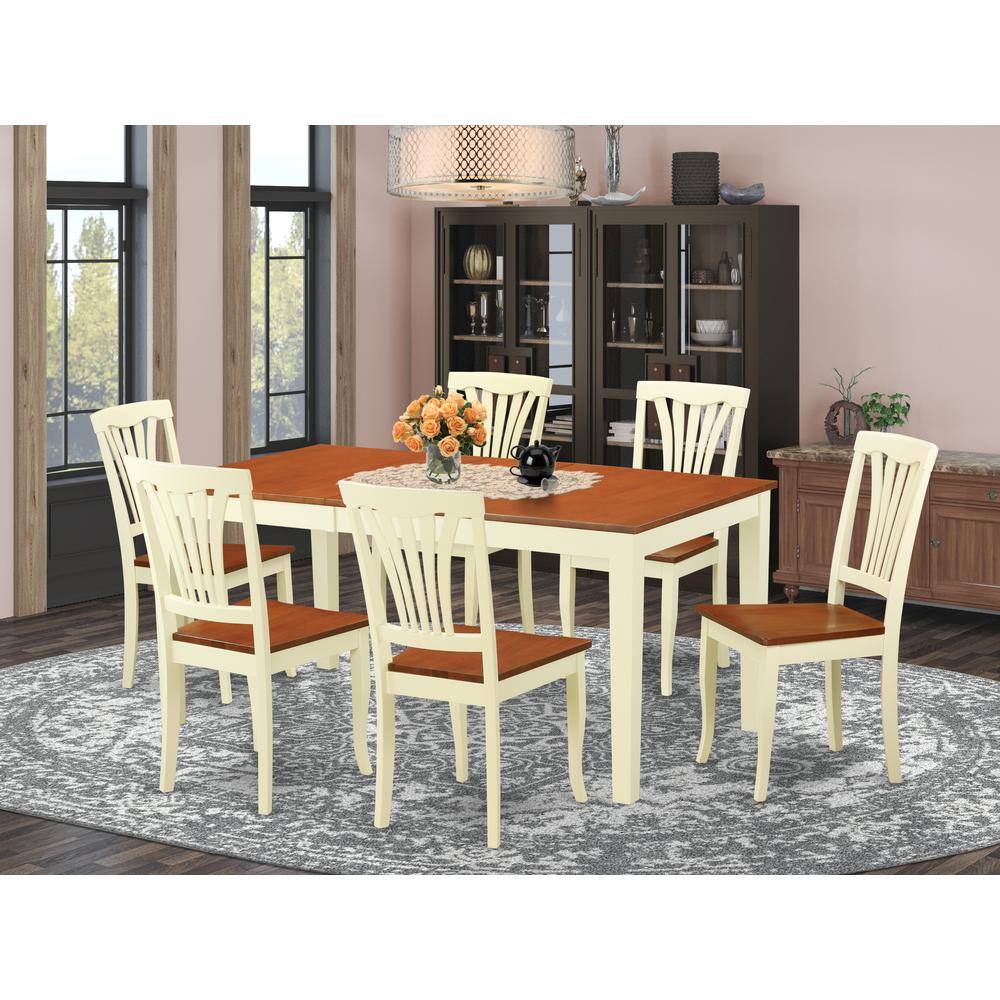 Back. East West Furniture - 7 Pcs Dining set -Kitchen Table and 6 Dining Chairs - Buttermilk & Cherry.