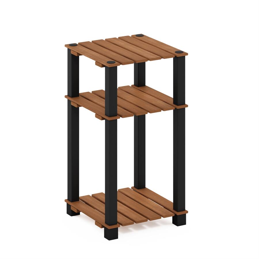 Furinno Pangkor 2-laags Turn-N-Tube Plantenrek voor binnen en buiten, grote rechthoekige houten standaard met vierkante palen, naturel/zwart Furinno Pangkor 2-laags Turn-N-Tube Plantenrek voor binnen en buiten, grote rechthoekige houten standaard met vierkante palen, naturel/zwart