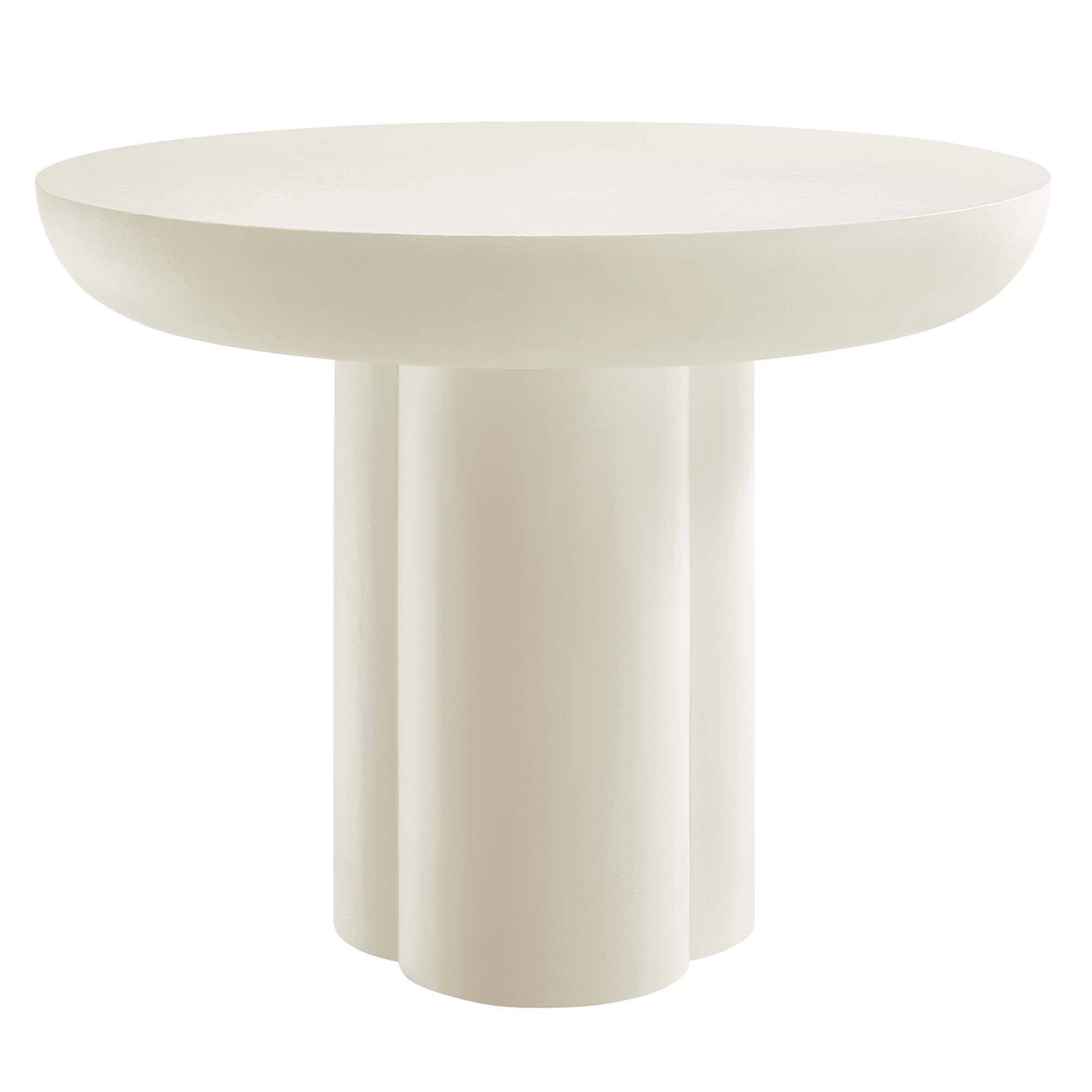 Angle. Modway - Caspian 40" Round Concrete Dining Table by Modway - White.