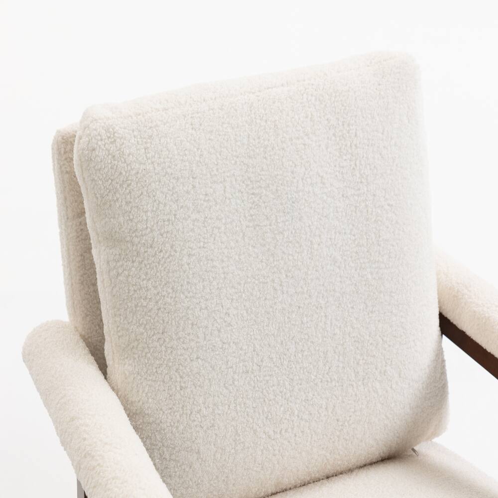 Alt View 10. Loheer - Loheer Mid Century Modern Accent Chair Solid Wood Rocking Chair Upholstered Reading Armchair for Bedroom Sunroom White - White.
