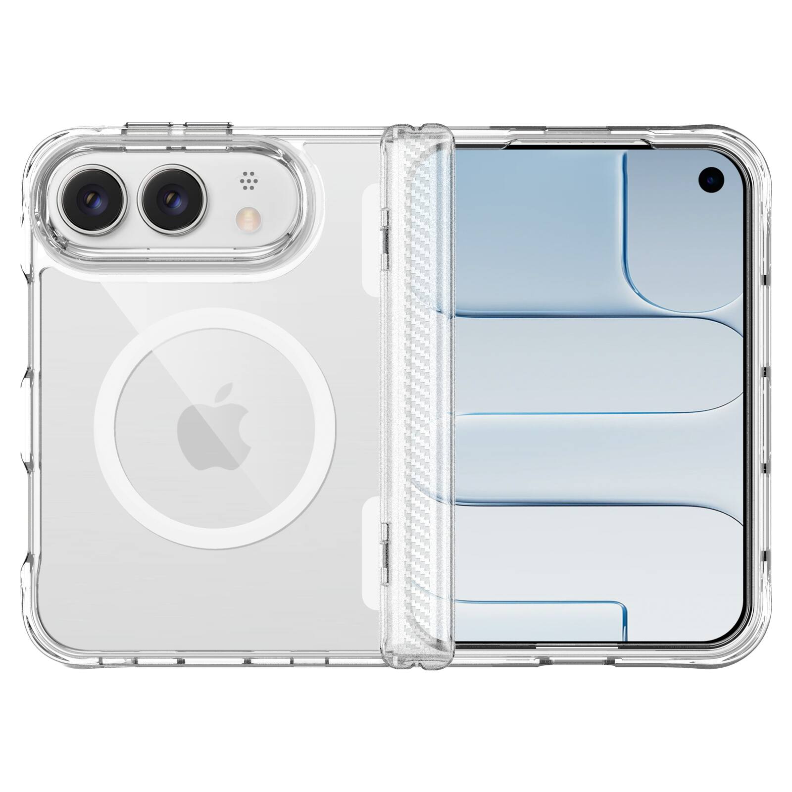 UUCOVER - Magnetic Transparent Case for Apple iPhone Duo,Shockproof Hinge Protection PC Case Compatible with MagSafe Cover - Clear