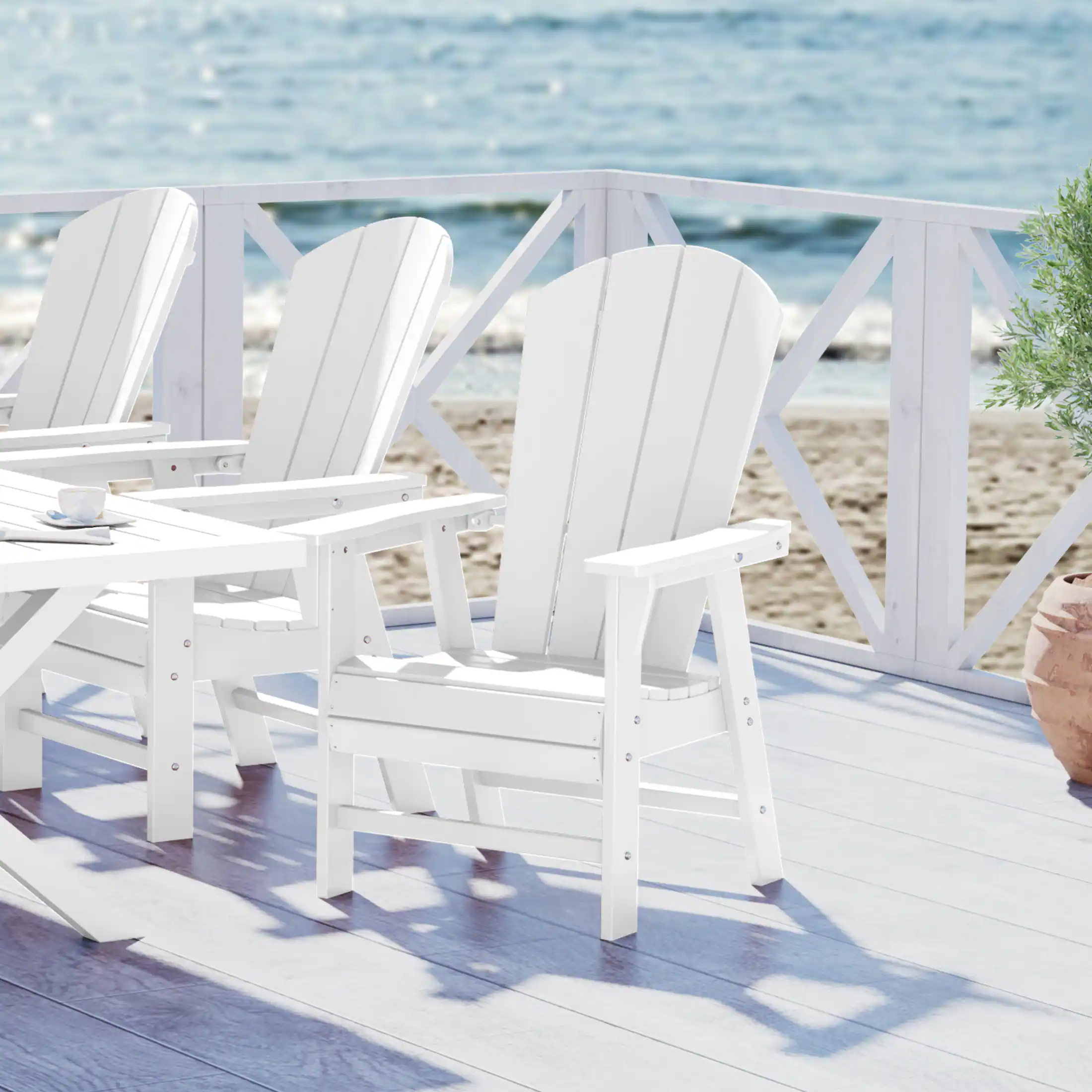 Angle. WestinTrends - WestinTrends Malibu Outdoor Patio HDPE Plastic Adirondack Dining Chair - White.
