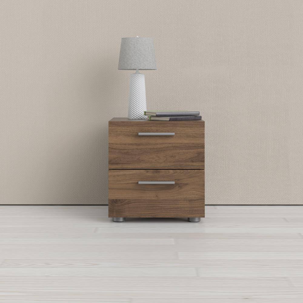 Back. Tvilum - Austin 2 Drawer Nightstand, Walnut - Brown.