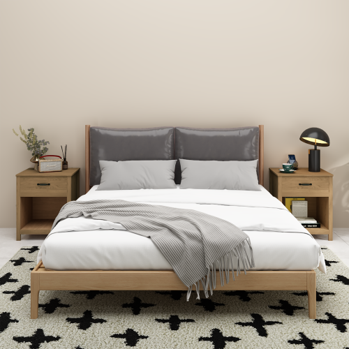 Left. LUCKY ONE - Assembled Wood Nightstand 1-Drawer 1-Shelf - Brown.