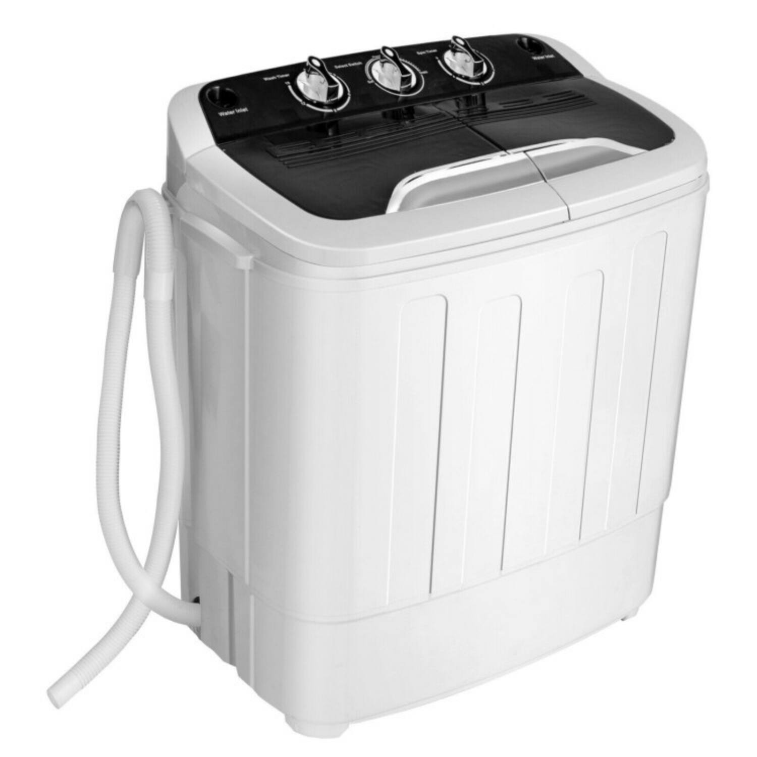 Alt View 4. LUCKY ONE - 20 lbs Freestanding Compact Twin Tub Washing Machine with Separate Timers - Black.