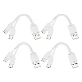 Unique Bargains - Multi USB A to 2 USB-C Splitter, 2-in-1, 5in, 5V 1A, 4pcs - for Phone/Power Bank/Tablet - White