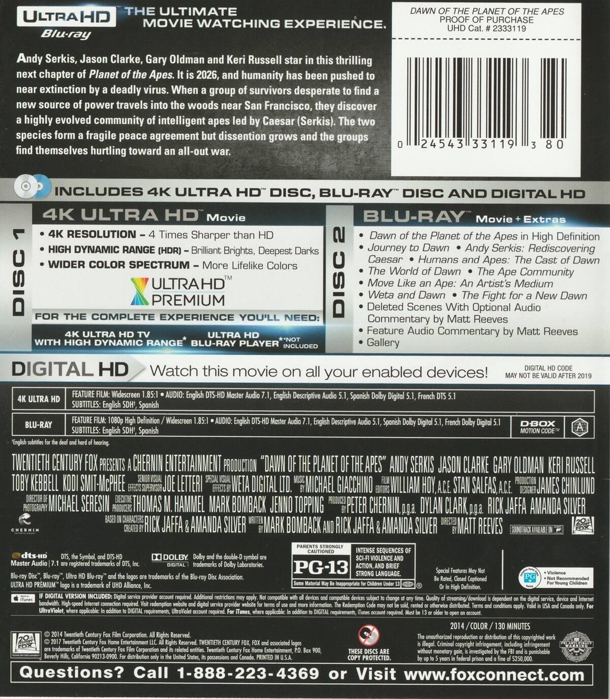 Alt View 1. Dawn of the Planet of the Apes   - 4K Blu-Ray.