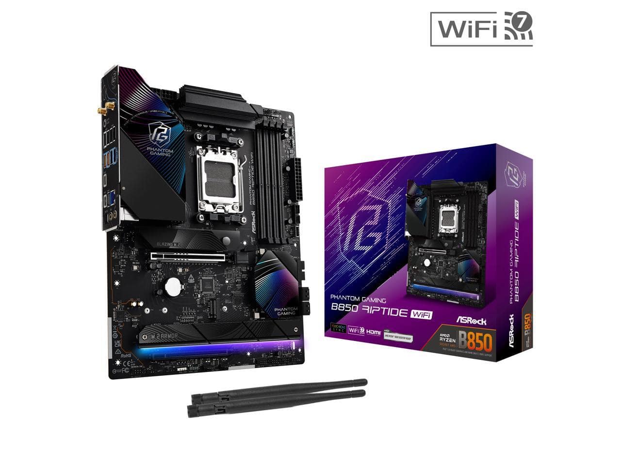 ASRock - B850 RIPTIDE WIFI AM5 AMD B850 ATX Motherboard