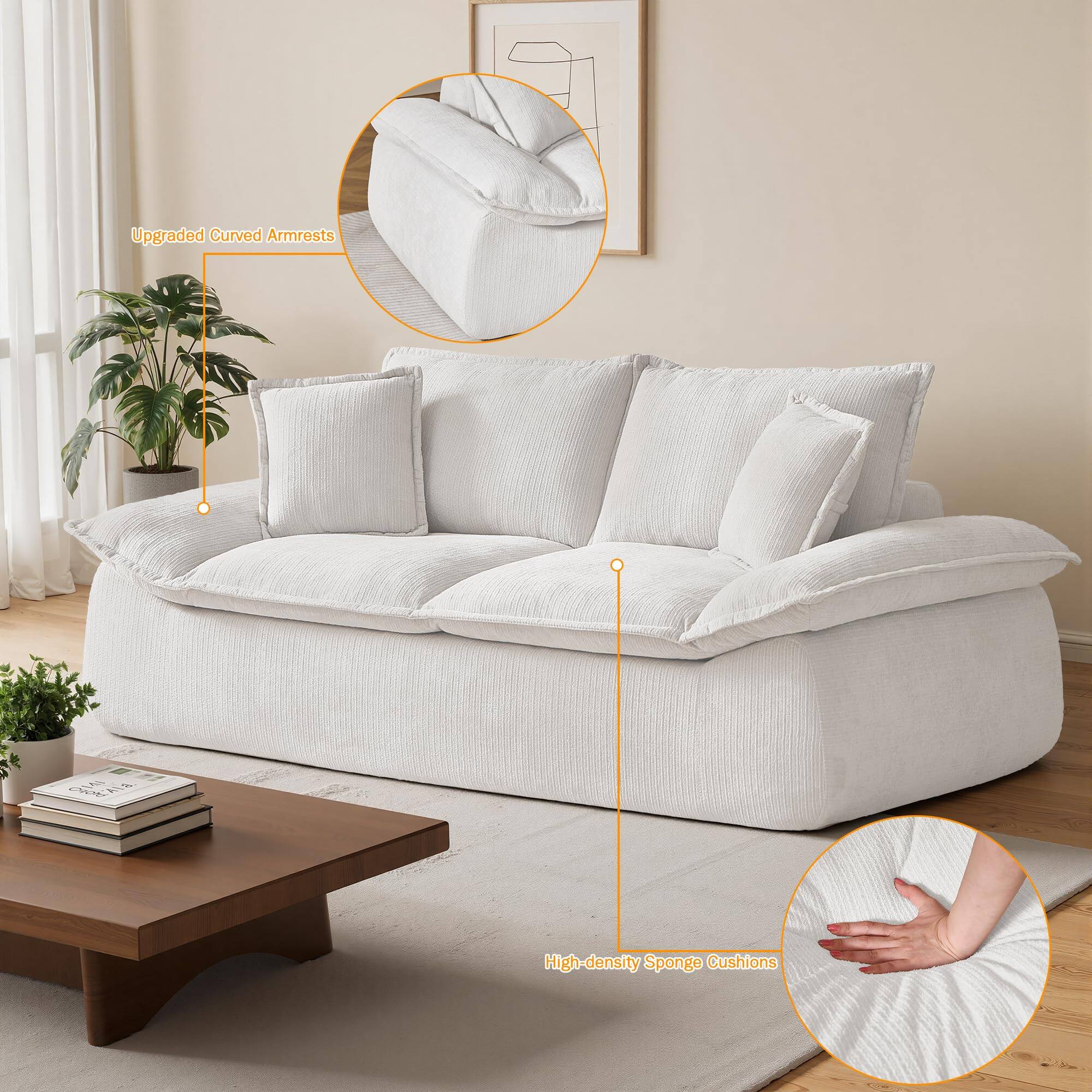 Upgraded Curved Armrests  
High-density Sponge Cushions