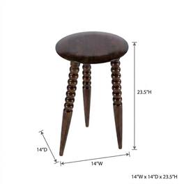 Starlight Canyon Home - Round Wood Side Table – Small Round Nightstand in Brown Mango Finish - Medium Brown