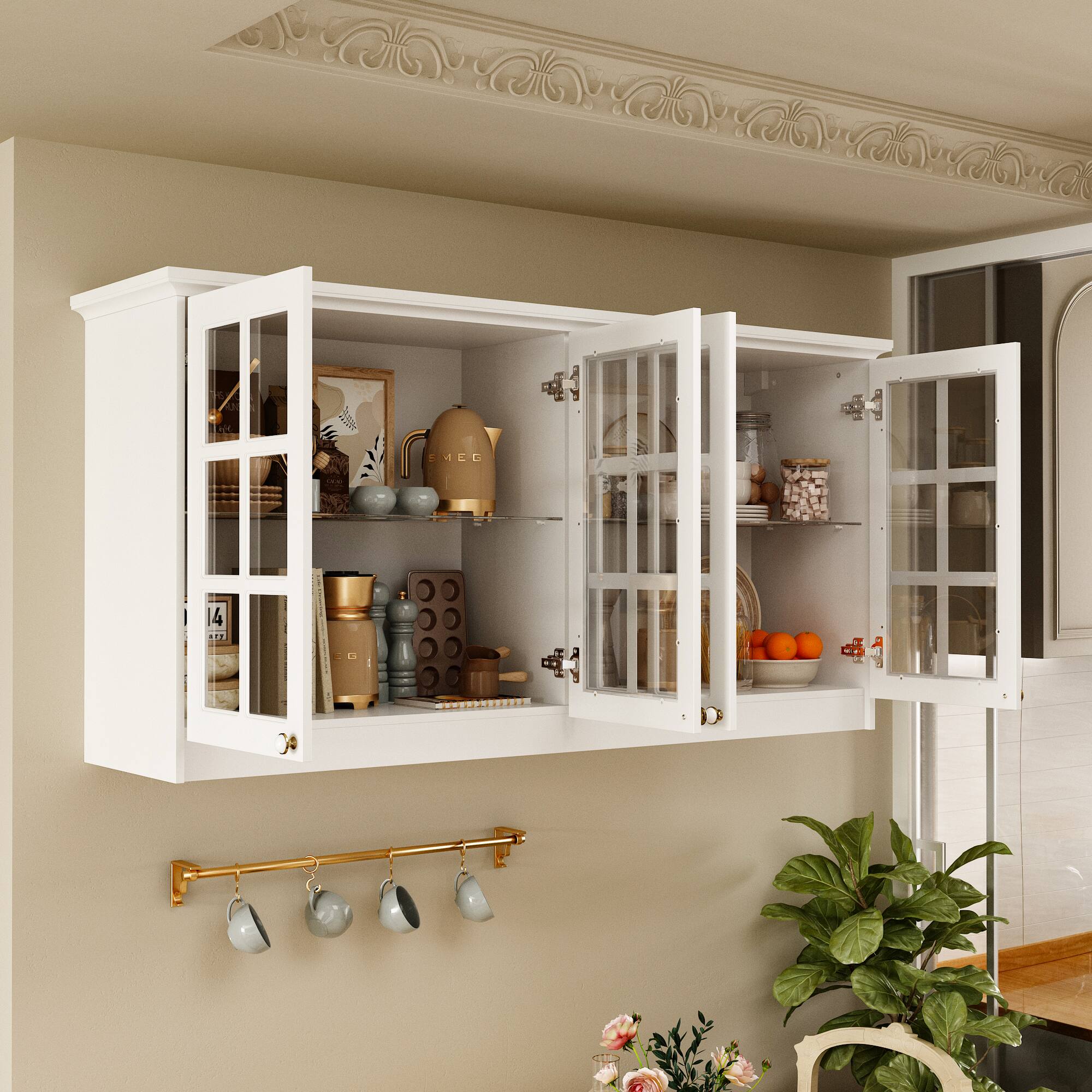 Alt View 5. Famapy - Famapy Wall - Mounted Credenzas Cabinet: Grid - Glass Doors Multi - Room Use - White.