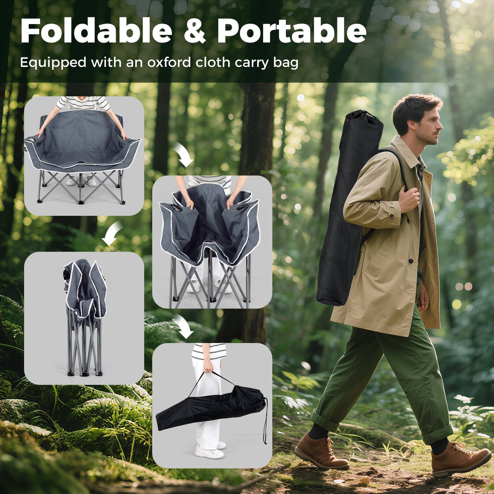 Foldable & Portable  
Equipped with an oxford cloth carry bag