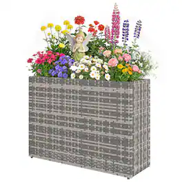 Outsunny - Rectangular Planter with Removable Liner, Holes - Gray