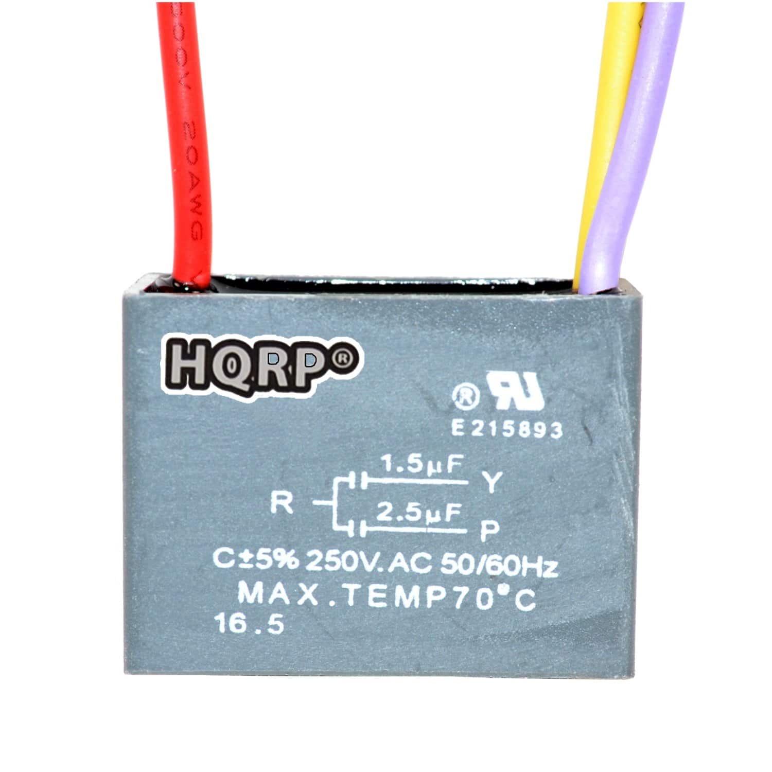 HQRP - Ceiling Fan Motor Capacitor 1.5 uF + 2.5 uF 3-Wire 250 VAC UL Listed for Harbor Breeze CBB61 price history on PriceWatchPro