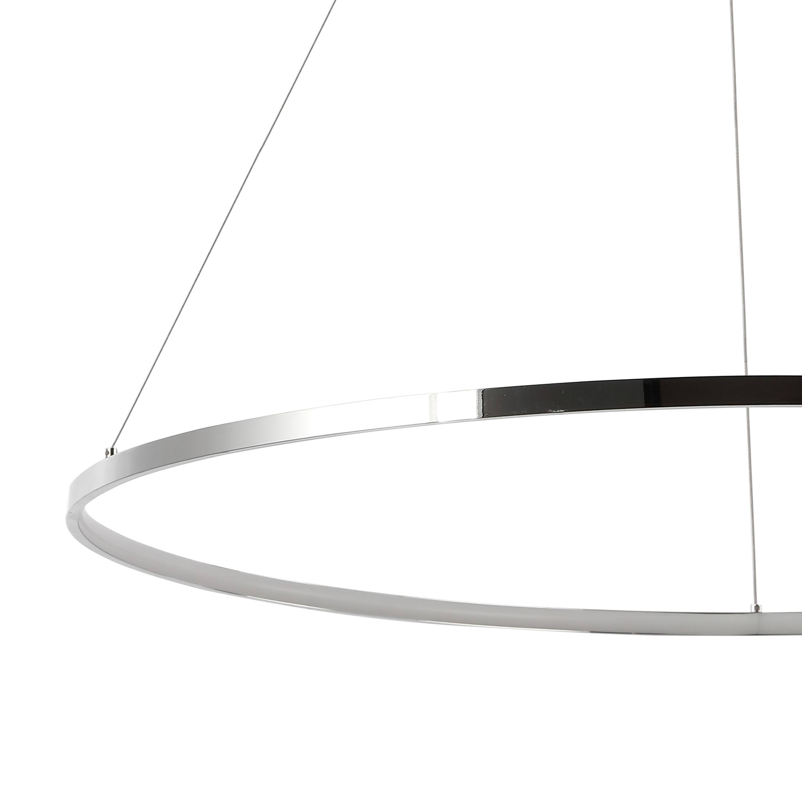Alt View 3. Jonathan Y - Brice 35" Modern Contemporary Metal Round Integrated LED Pendant, Chrome - Chrome.