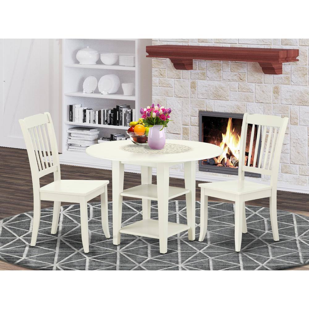 Left. East West Furniture - Dining Room Set Linen White - Brown.