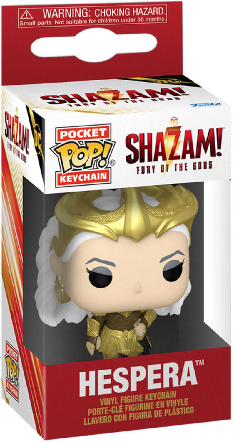 WARNING: CHOKING HAZARD. Small parts. Not suitable for children under 36 months. POCKET POP! SHAZAM! FURY OF THE GODS KEYCHAIN TM HESPERA VINYL FIGURE KEYCHAIN VINYLE FIGURINE EN PORTE-CLE FIGURA DE PLSTICO LLAVERO CON