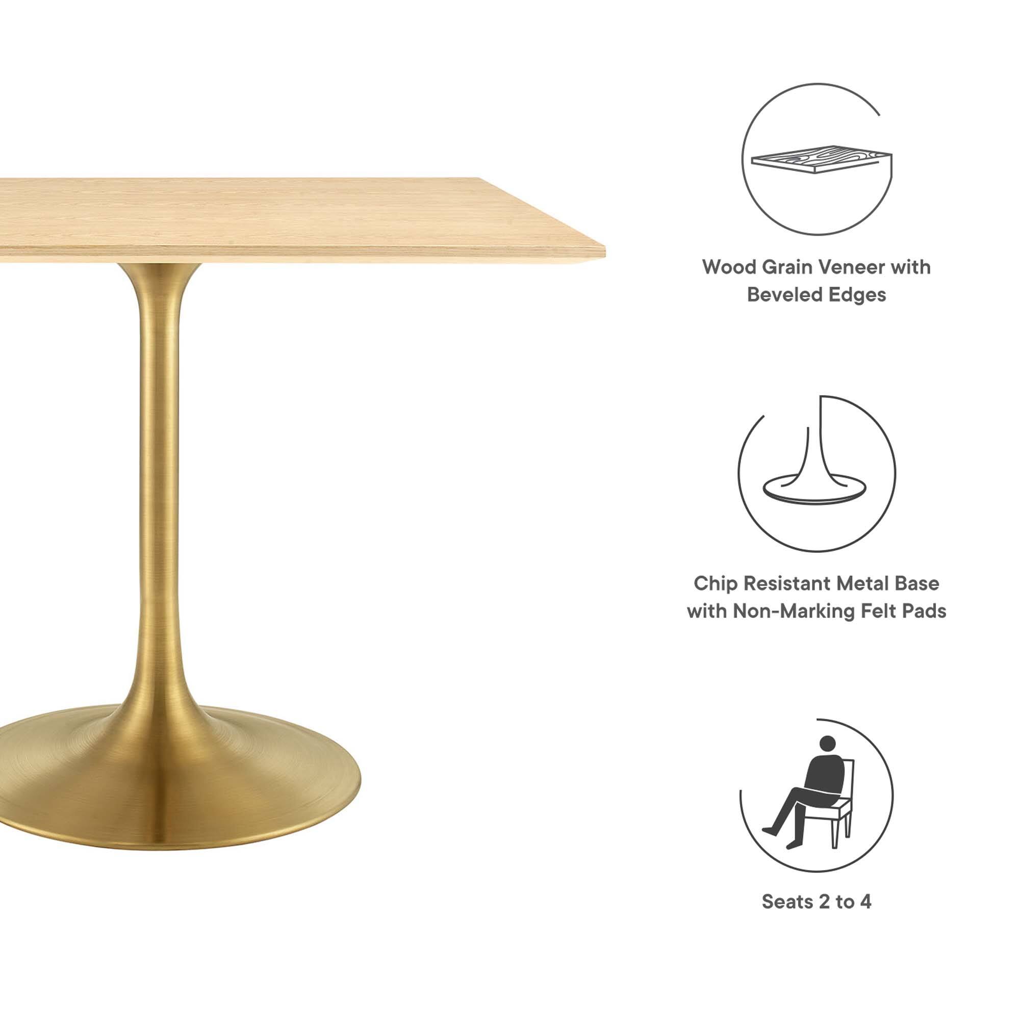 - Wood Grain Veneer with Beveled Edges
- Chip Resistant Metal Base with Non-Marking Felt Pads
- Seats 2 to 4