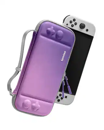 Front. tomtoc - FancyCase-G05 Slim Case for Nintendo Switch - OLED Model, Nintendo Switch, EVA hard shell, joysticks Protection - Iris Purple.