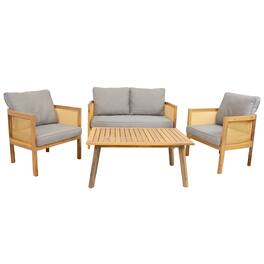 Sunnydaze - Sanibel 4-Piece Acacia Outdoor Conversation Set - Gray