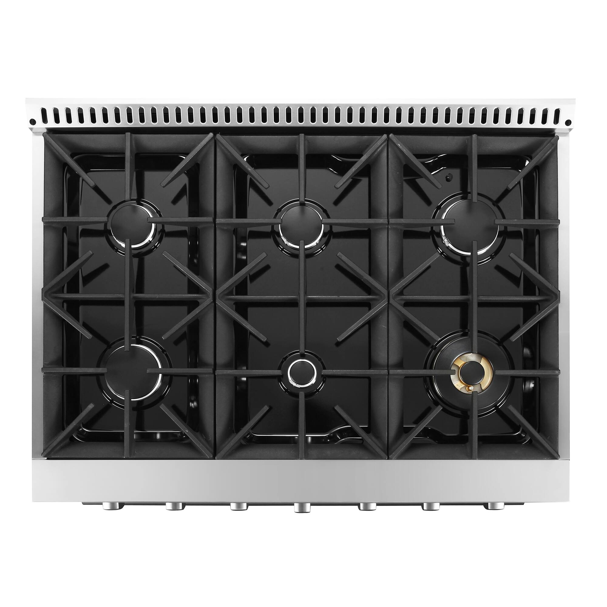 Alt View 6. COSMO - COS-GRP366 36 in. Vista Collection 5.4 cu. ft. Gas Range, 6 Burners, Convection Oven, LED Light Panel - Stainless Steel.