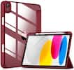 Front. DTTO - Case for iPad (A16) 11-inch 2025 and iPad 10th Generation 10.9 Inch 2022, Clear Back and TPU Shockproof Frame Cover - Claret.