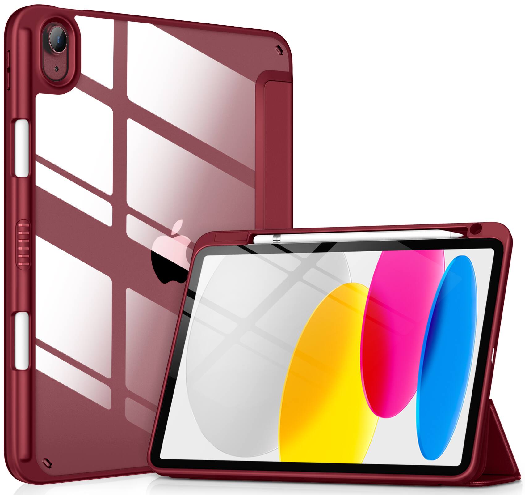 DTTO - Case for iPad (A16) 11-inch 2025 and iPad 10th Generation 10.9 Inch 2022, Clear Back and TPU Shockproof Frame Cover - Claret