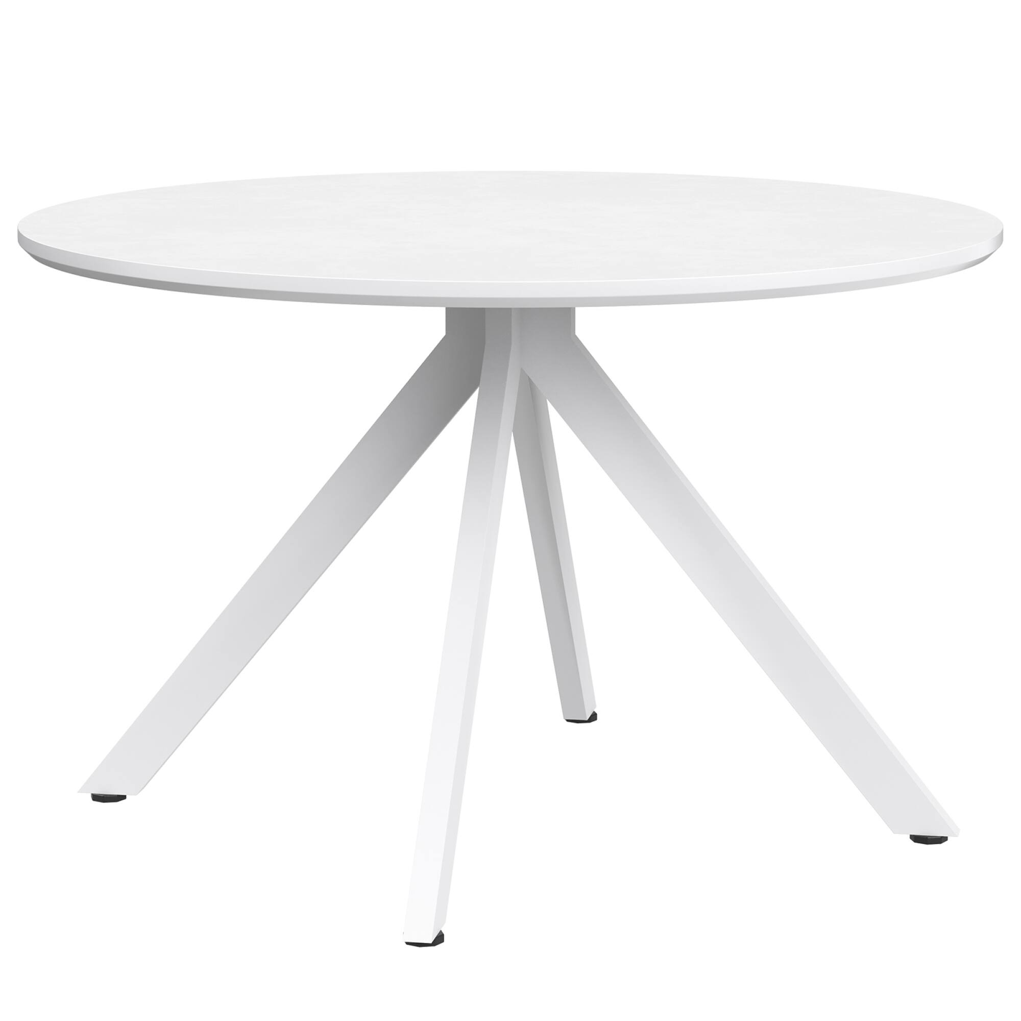 Back. GOODSILO - Solid Wood Round Dining Table with X-Shaped Pedestal Base - Seats 4-6 People Comfortably - White.