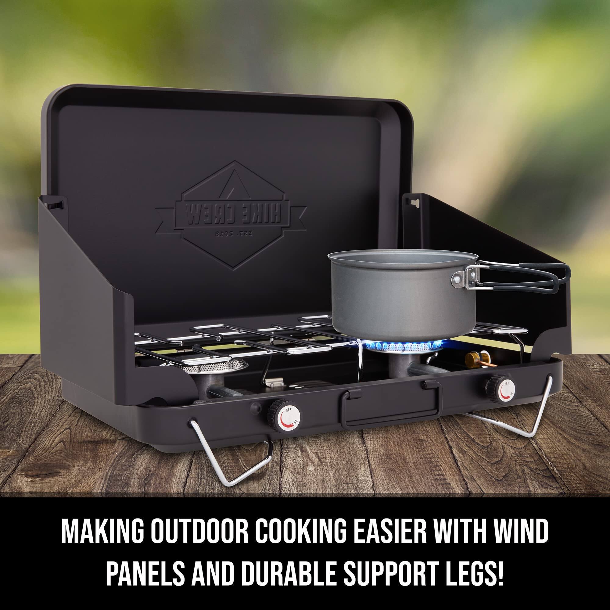 CREW HI CEGE LaT. d

MAKING OUTDOOR COOKING EASIER WITH WIND PANELS AND DURABLE SUPPORT LEGS!