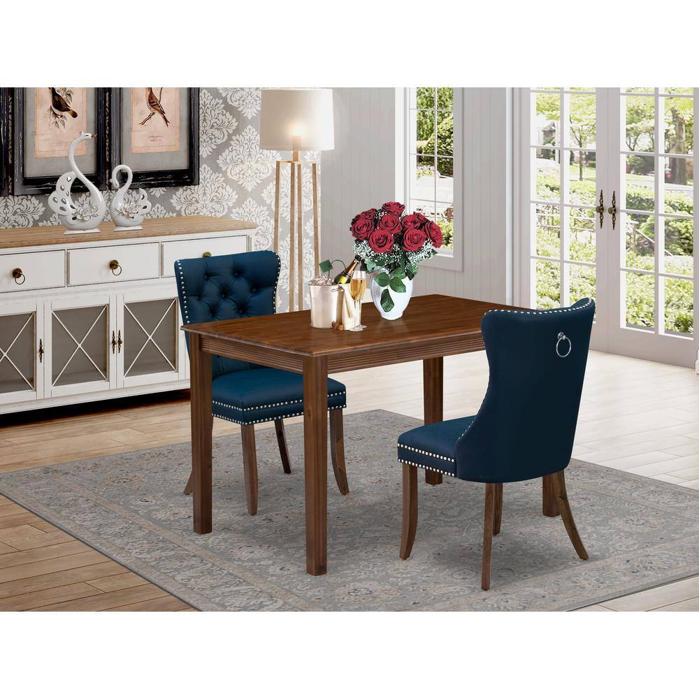 Alt View 3. East West Furniture - 3 Piece Dining Table Set Consists of a Rectangle Solid Wood Table - Grey.