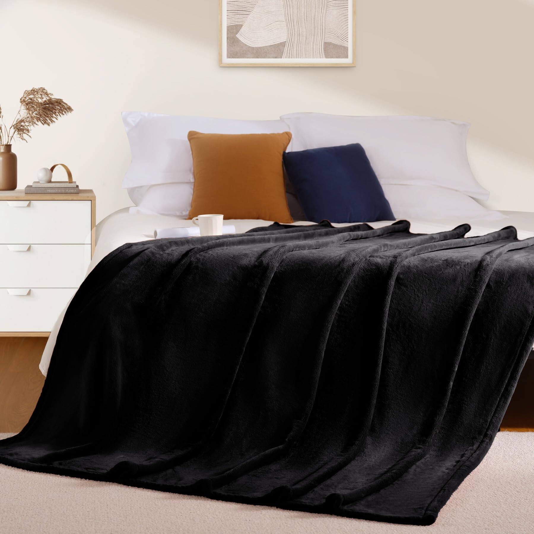 Alt View 3. Paradigms Interiors - Fleece Blanket Queen Size Super Soft Flannel Throw Lightweight Fuzzy Plush For Couch Sofa Or Bed All Season... - Navy Blue-Queen.