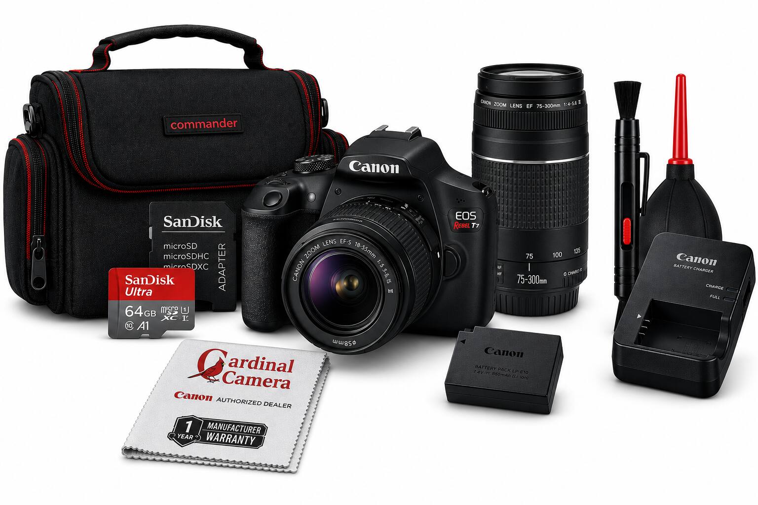 commander CANON 1:4-5.6 1 ZOOM LENS EF 75-300mm Canon SanDisk LENS EF-S microSD microSDHC ZOOM 18-55mm microSDXC ADAPTER 511 SanDisk CANON 1:5.5-6.15 Ultra H 64GB U I 0 A1 wwas9 Cardinal Camera Canon AUTHORIZED DEALER EOS REBEL T7 135 75 100 u | d D CHARC 75-300mm Canon BATTERY PACK LP-E10 PSO-Ah ILASON0 BATTERY Canon CHARGER CHARGE FULL 1 MANUFACTURER YEAR WARRANTY