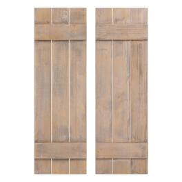 Costway - Window Shutter Set of 2 Reclaimed Paulownia Wood Wall Decor with Antiqued Surface - Light Brown