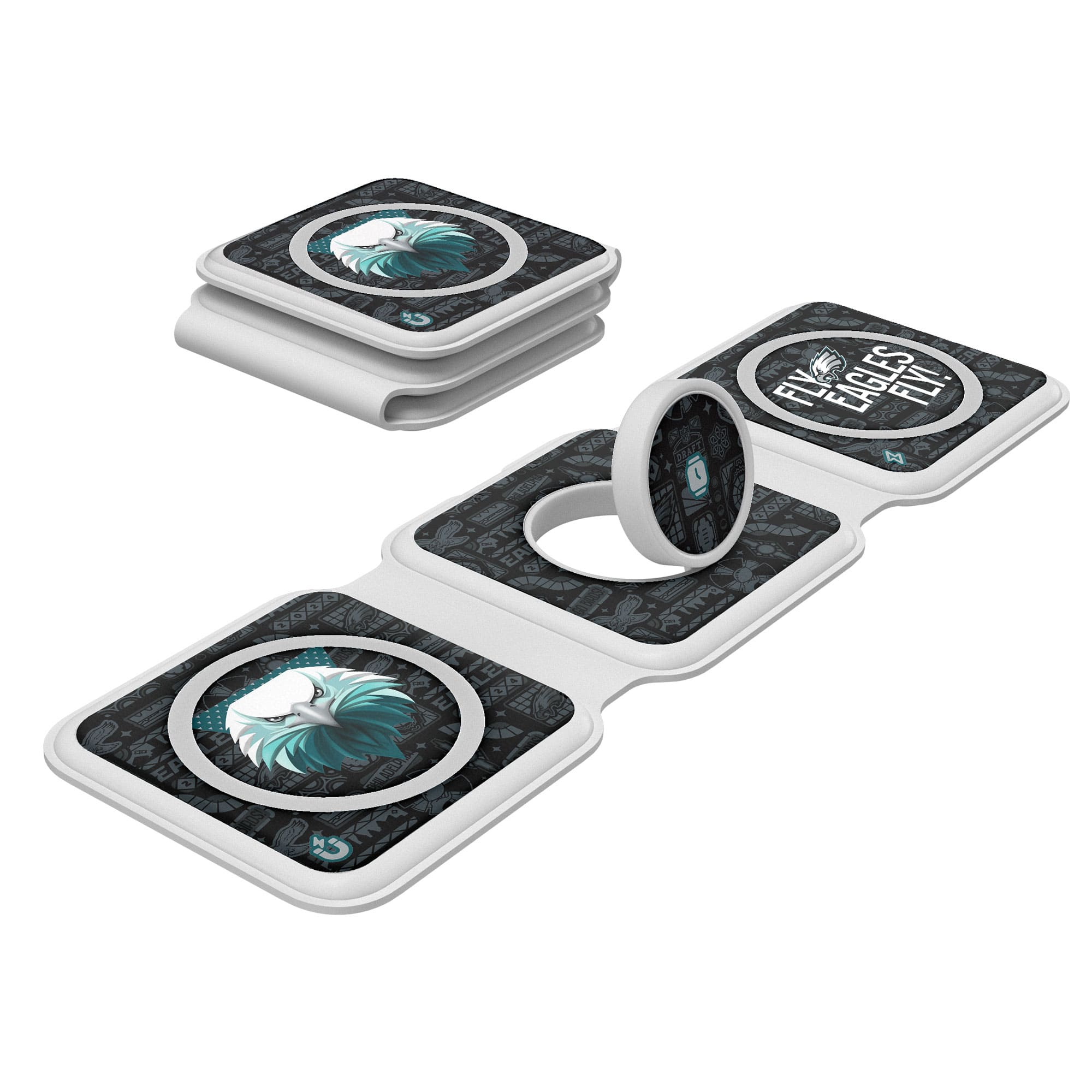 Keyscaper - White Philadelphia Eagles 3-in-1 Foldable Charger - White