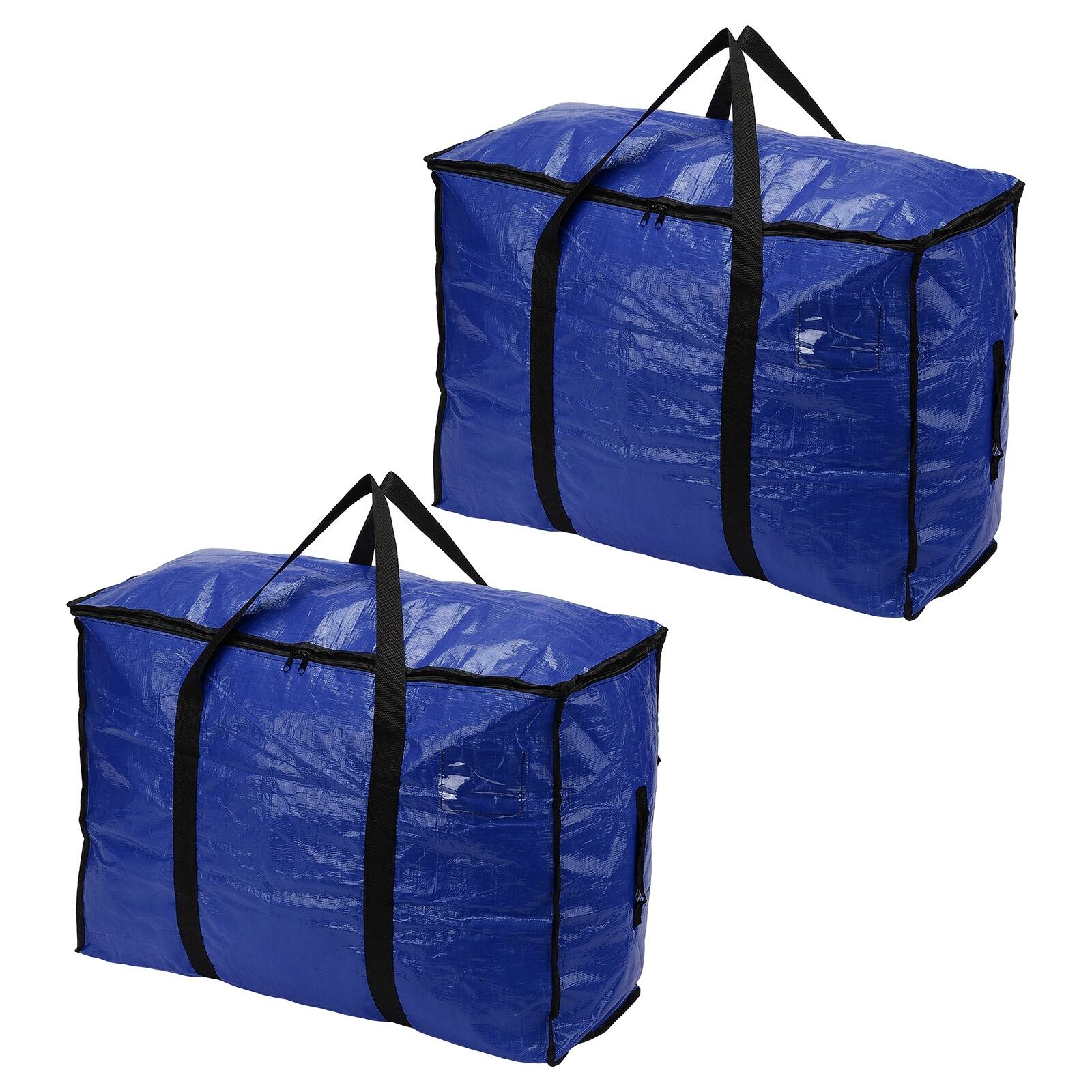 Front. Unique Bargains - 2pcs Large Moving Bags 27x11.4x19 Inch Foldable Heavy Duty Waterproof Storage Totes with Zipper and Handle for Home - Blue.
