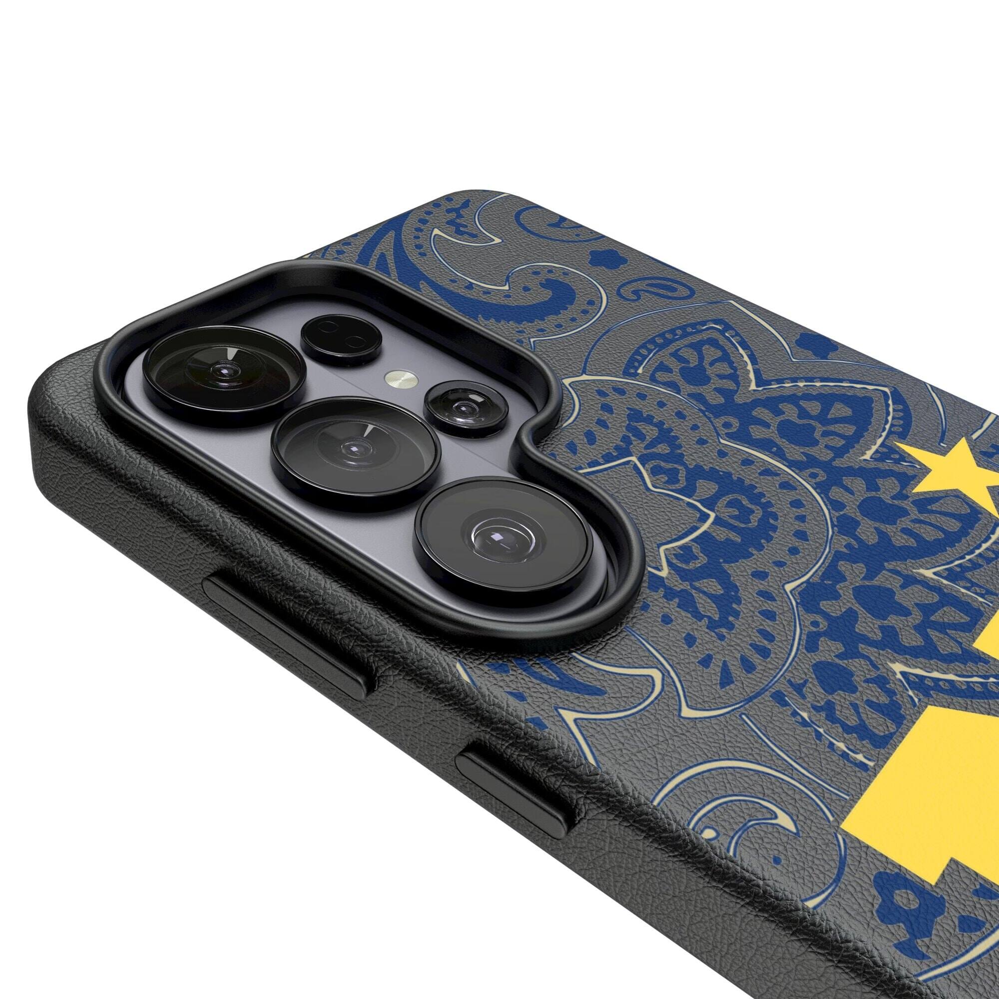 Alt View 2. Keyscaper - Navy Midshipmen Paisley Galaxy Magnetic Bump Case - S25 - Black.