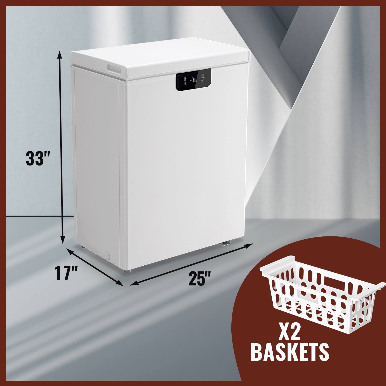 O 2 mle 33" 17" 25" X2 BASKETS