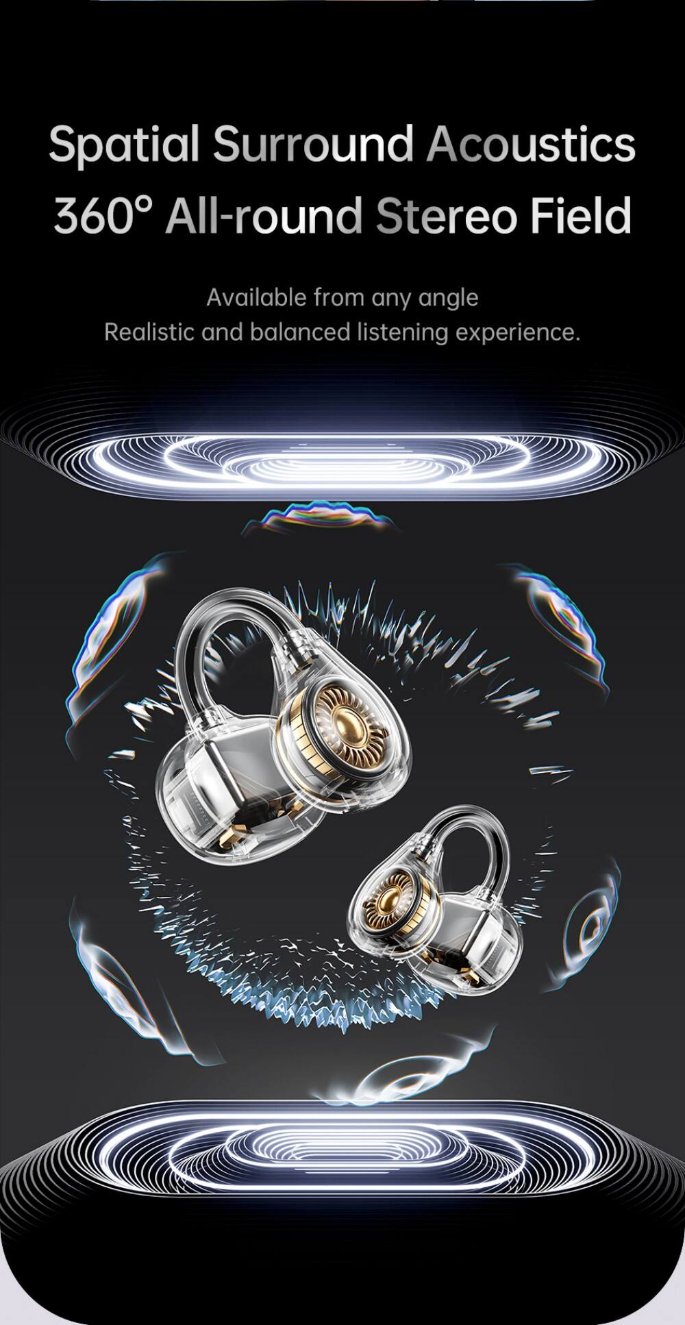 Spatial Surround Acoustics  
360° All-round Stereo Field  
Available from any angle  
Realistic and balanced listening experience.