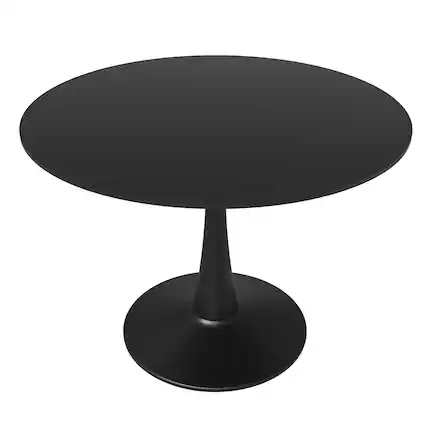 Front. LeisureMod - Bristol 40" Round Dining Table MDF Wood Top Black Steel Pedestal Base Accent Café Table for Kitchen & Dining Spaces - Black.