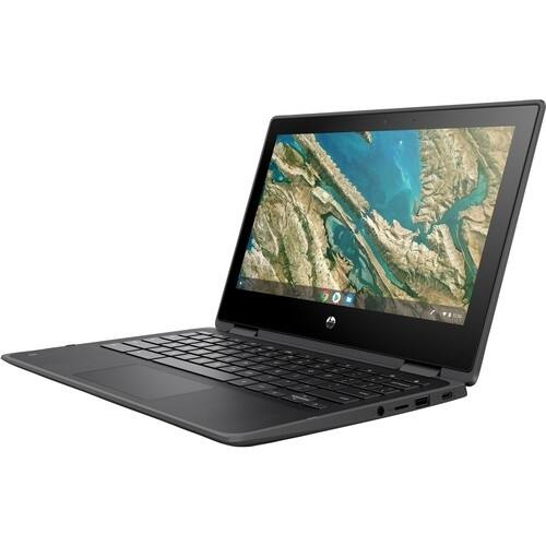 Back. HP - Chromebook x360 11 G3 EE 11.6" Touch 4GB 32GB eMMC Celeron® N4020 1.1GHz, Chalkboard - Gray.