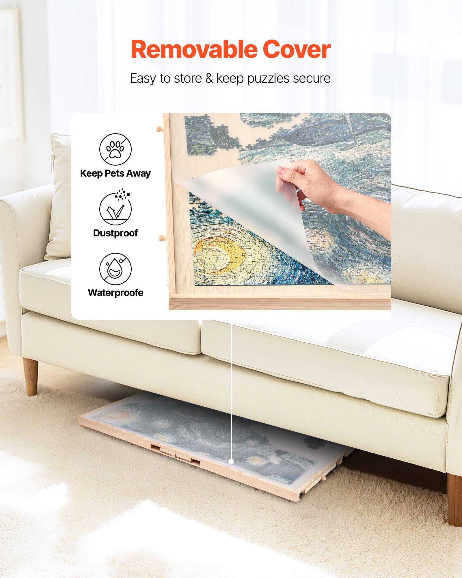 Removable Cover, Easy to store & keep puzzles secure, Keep Pets Away, Dustproof, Waterproof
