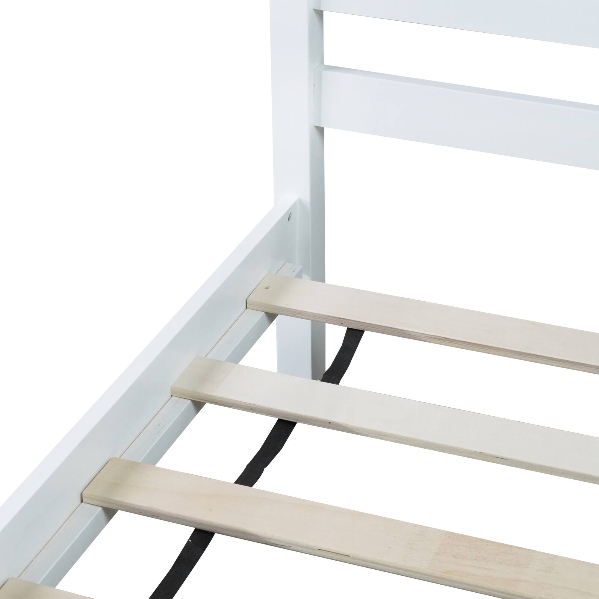 Alt View 2. GOODSILO - Twin Size Wooden Bed with Headboard and Footboard - Minimalist Design with Underneath Storage - White.