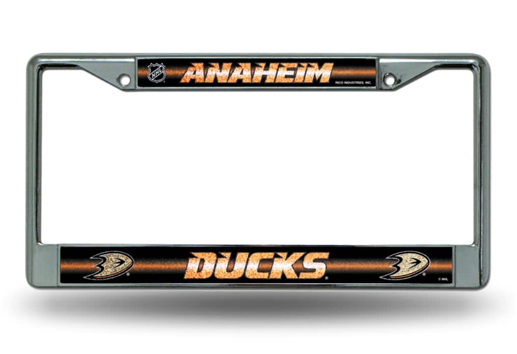 Rico Industries - Anaheim Ducks Hockey Sparkly Glitter Bling Look Chrome License Plate Frame - Multi