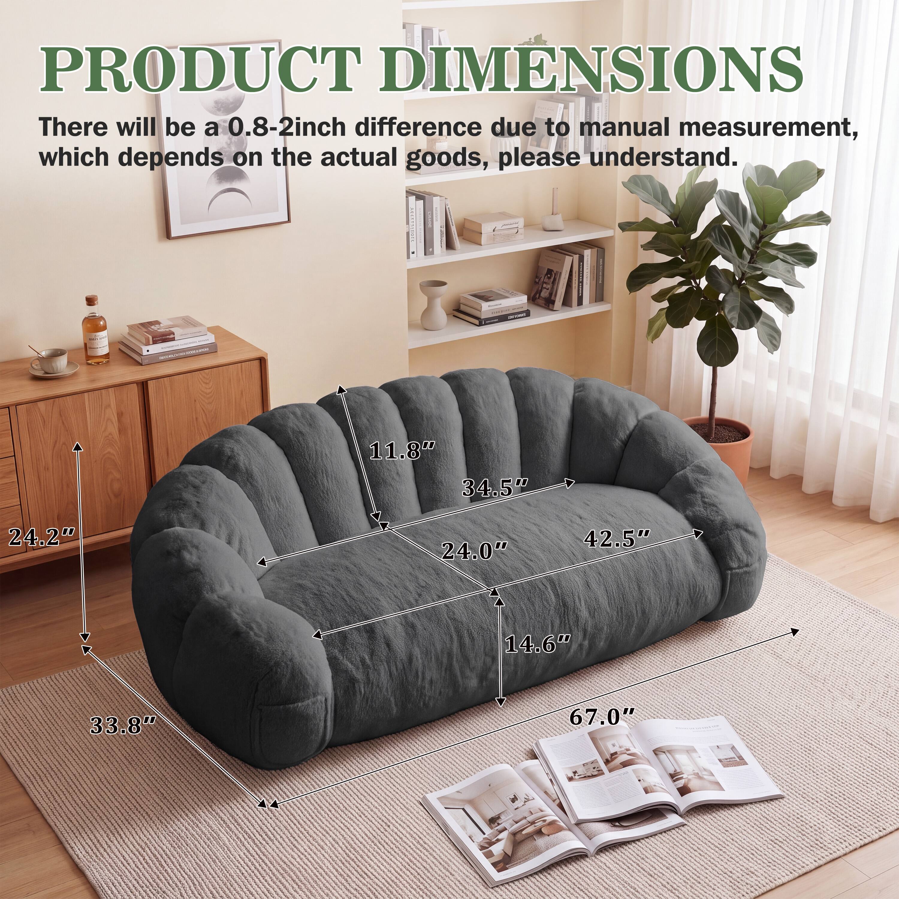 PRODUCT DIMENSIONS  
There will be a 0.8-2inch difference due to manual measurement, which depends on the actual goods, please understand.  

11.8"  
24.2"  
24.0"  
42.5"  
14.6"  
33.8"  
67.0"