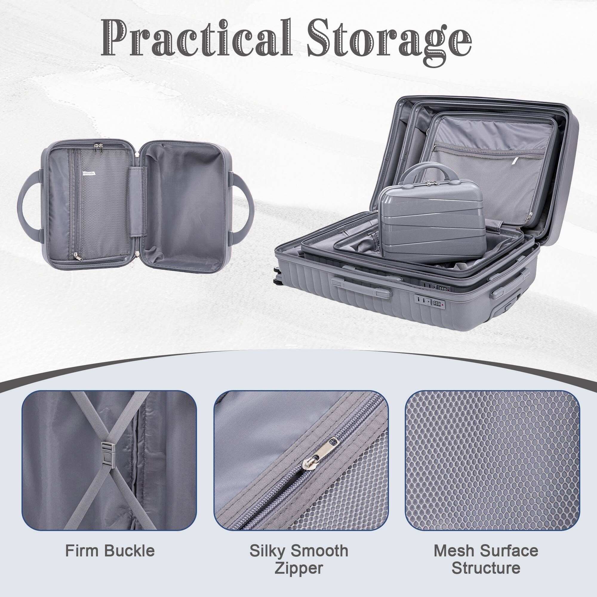 Practical Storage

Firm Buckle
Silky Smooth Zipper
Mesh Surface Structure